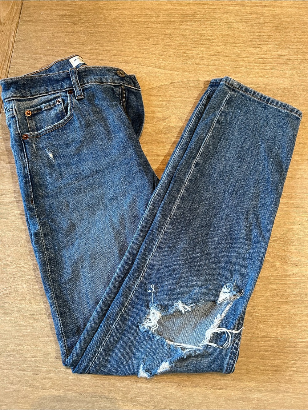 Abercrombie & Fitch blue high-rise mom denim jeans